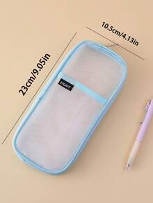 1 件，大容量纯色铅笔盒，帆布拉链笔盒，铅笔盒，适用于办公和学校用品，学校用品，桌面存储工具，生日礼物，返校，铅笔袋，书包 - 彩色 - 查看 5