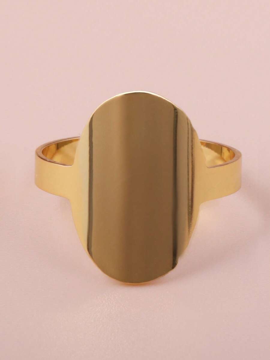 1 anel oval de aço inoxidável dourado
