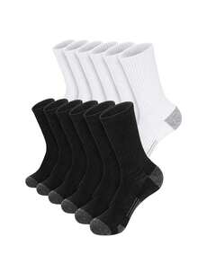 5 đôi tất thể thao bóng rổ cao đến bắp chân màu đen, trắng, xám cỡ lớn dành cho nam, tất đi làm, mùa thu - Nhiều màu - Xem 31