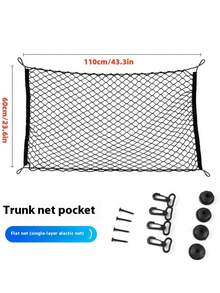 1pc Car Trunk Storage Net Bag, Luggage Organizer Net Pouch For Vehicle Rear Cargo Holder For Women Storage Organizer Travel Essentials Back To School Dormitory Storage - Black - View 15