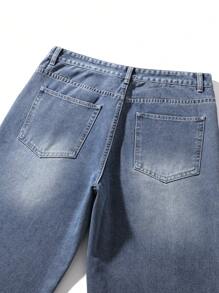 Jeans sueltos y anchos con lavado vintage de estilo retro negro para hombres, pierna recta y suelta, un regalo perfecto para el esposo o novio