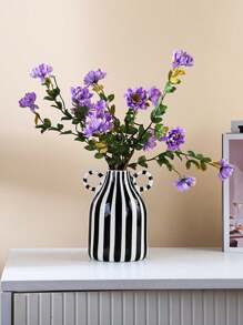 1 Stück minimalistischer Vase für zwei Ohren, Europäischer vertikaler gestreifter Stil zylindrische Blumenvase, Heimdekoration für getrocknete/frische Blumen, geeignet für Zuhause, Schlafzimmer Nachttisch, Eingangsbereich, Tisch, Geschenk für Freunde