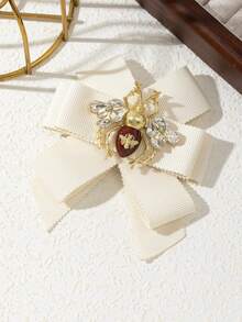 1 件优雅设计面料蝴蝶结手工蜜蜂形闪亮金属合金徽章，迷人女士胸针，华丽珠宝配饰，适合日常佩戴，完美的约会礼物 - 經典 - 查看 4