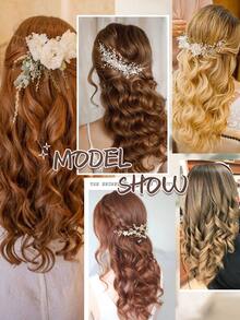 Extensiones de cabello con clip, 20 pulgadas de largo con ondas y 4 piezas de extensiones de cabello oscuro con clip, piezas de cabello con clip de fibra sintética natural y suave para uso diario en mujeres - Dark Brown - Ver 6