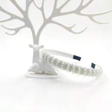 1KIT/2 Pieces Fashion Crystal Tiara And Colorful Hair Beads. - Preto E Branco - View 7