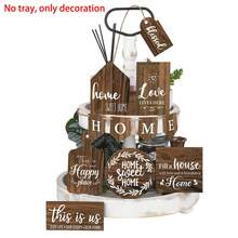 12 Pieces "This Is Us" HOME Brown Wooden Tray Ornaments Hanging Decoration Ornaments Suitable For Dining Living Room Bedroom Indoor And Outdoor Decoration Home Decoration Room Decoration Hanging Pendant Thanksgiving Gifts Christmas Gifts (No Tray) - Multicolor - View 1
