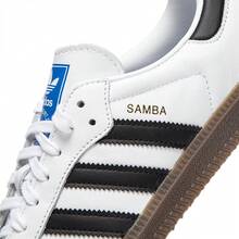 Adidas Originals SAMBA OG 男女通用时尚休闲鞋，轻便中性运动鞋，适合日常穿着和旅行，低帮系带滑板鞋 B75806 - 白/黑/淺灰 - 查看 8