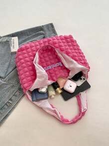 1pc Personalized Cloud Pleated Women Shoulder Bag, Fashion Versatile Handbag For Work Commute Underarm Bag, Lightweight Portable Storage Bag, Embroidered Name Bridesmaid Gift, Multifunctional Tote Bag, Suitable For Daily Use, Can Be Given As Gifts To Family, Friends, Mothers, For Mothers Day, Valentine's Day, Nurses Day, Teachers Day, Christmas, Personalized Birthday Gift