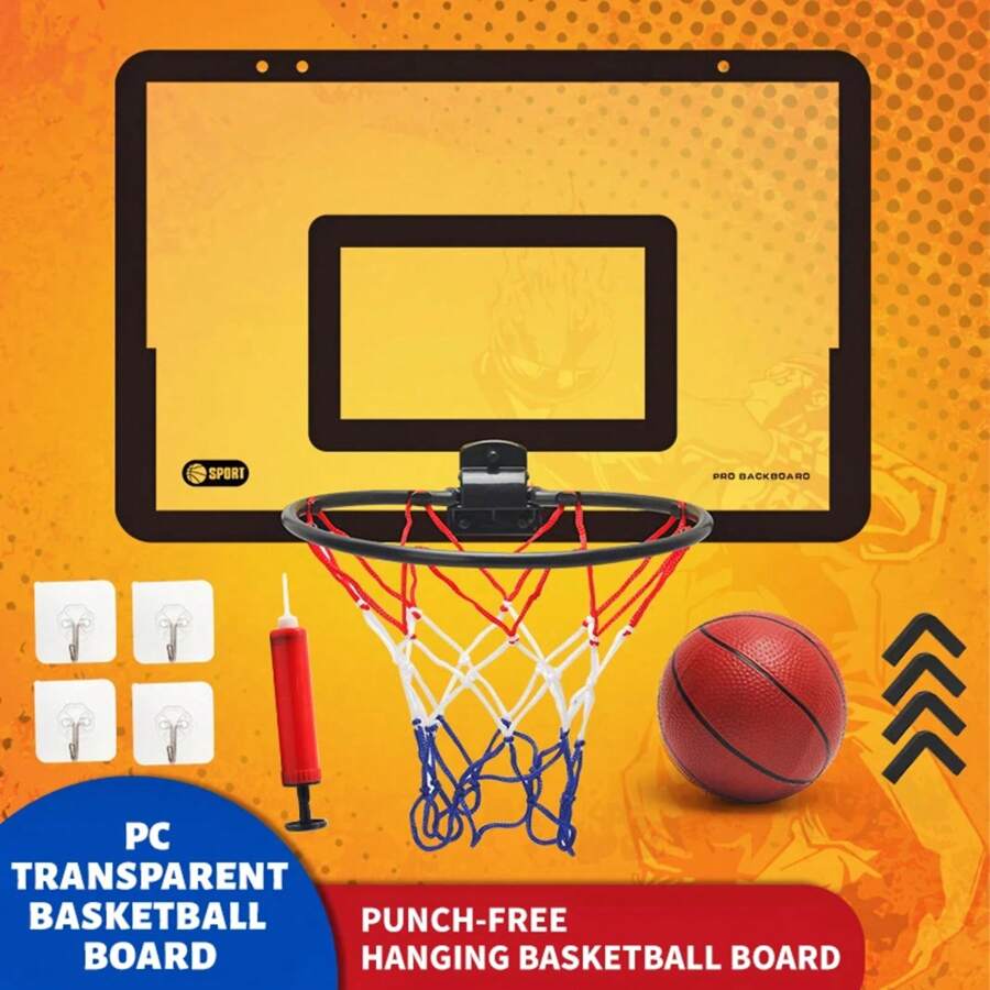 Ren's Wall Mounted Silent Non Porous Foldable Basketball Stand Indoor And Outdoor Activity Basketball Stand With Basketball
