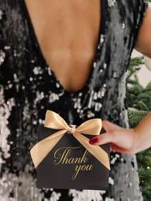 25 Pieces Marble Gift Box For Party, Baby Shower, Chocolate Packaging Or Wedding Favor Box - Black - View 4