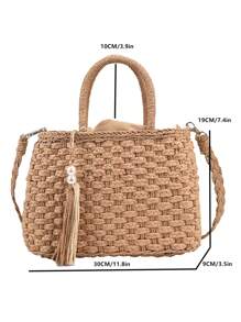 Nuevo bolso de mano con borlas trenzadas para mujer, ideal para ir y venir del trabajo, excursionismo, vacaciones, compras, regalo