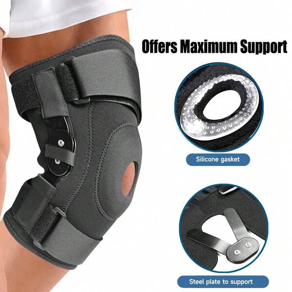 Adjustable Compression Knee Brace With Side Stabilizers & Patella Gel Pads For Knee Support, Knee Pads With Detachable Metal Strip Support, For Men & Women, Knee Support For Running, Workout, Daily Life Gym Accessories Knee Support Sports Knee Pads Gym Knee Pads