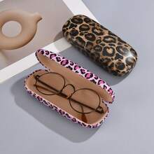1pc Leopard Print Eyeglasses Case, Women's Sunglasses Case, Fashion Versatile, Shockproof Eyewear Storage Box