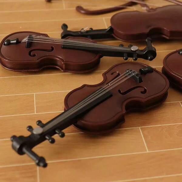 3pcs/6pcs Wooden Grain Mini Violin Christmas Ornaments, DIY Decorations, Festival Atmosphere Accessories, Small Crafts, Mini Violin Product Photography Props, Doll Decor, Photography Background