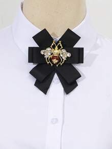 1 件优雅设计面料蝴蝶结手工蜜蜂形闪亮金属合金徽章，迷人女士胸针，华丽珠宝配饰，适合日常佩戴，完美的约会礼物 - 經典 - 查看 2