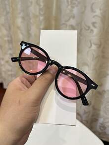 1 件男士休闲复古方形小框眼镜，适合日常佩戴、夏季海滩、街拍 - 黑框灰片 - 查看 9