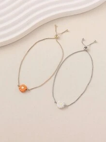 1pc Fashionable Adjustable Copper Daisy Bracelet, Versatile Accessory For Ladies, Suitable For Gift, Commute, Casual, Travel, Party, Daily Wear, Spring/Summer