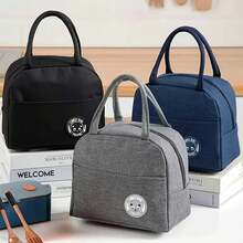 1/3件带手柄保温午餐袋隔热便当包铝箔米袋餐包冰袋学生便当午餐手提包隔热不接触食物 - 彩色 - 查看 2