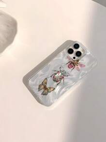 Butterfly 1pc Fashionable Insect Element Collage Pattern Waterproof, Fingerprint Proof, Scratch Resistant, Transparent IMD Soft Glossy Smooth Phone Case, Compatible With IPhone 16/16 PLUS/16 PRO/16 PRO MAX