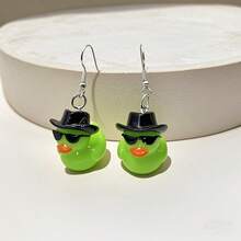 1 Pair Cute Resin Duck Pendant Earrings, Suitable For Summer Pool Party, Vacation Outfit, Women Gift