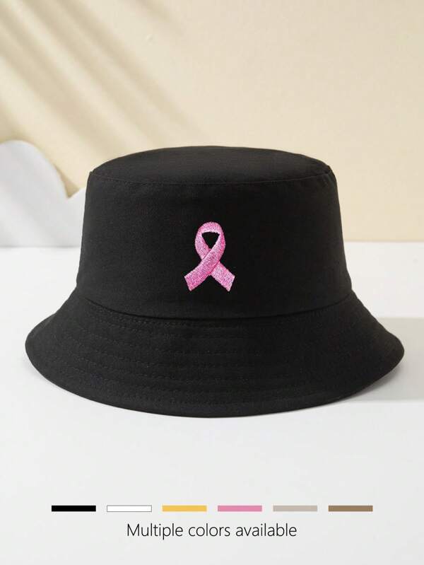 1pc Women's Embroidered Bucket Hat With Cord, Outdoor Sports Travel Beach Essential, Breathable Fashion Simple Versatile Sun Hat, Gift For Festivals