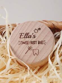 1pc Customized Unique Baby Teeth, Hair And Umbilical Cord Storage Box, Wooden Growth Memorial Gift And Photography Props,Easy Comfort,Birthday Gift - Multicolor - View 5