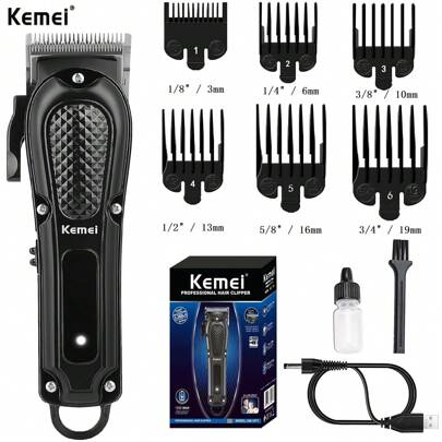 Kemei KM-1071 Hair Clippers For Men Professional-Cordless&Corded Barber Clippers For Hair Cutting & Grooming Rechargeable Beard Trimmer,Men Barber Hair Clippers,Adjustment Of The Cutter Head,R-TYPE BLADE,Rechargeable USB