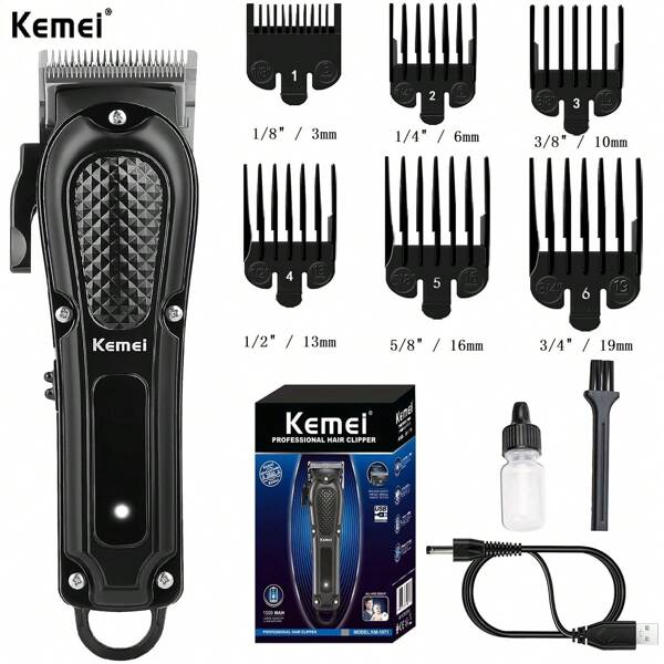 Kemei KM-1071 Hair Clippers For Men Professional-Cordless&Corded Barber Clippers For Hair Cutting & Grooming Rechargeable Beard Trimmer,Men Barber Hair Clippers,Adjustment Of The Cutter Head,R-TYPE BLADE,Rechargeable USB