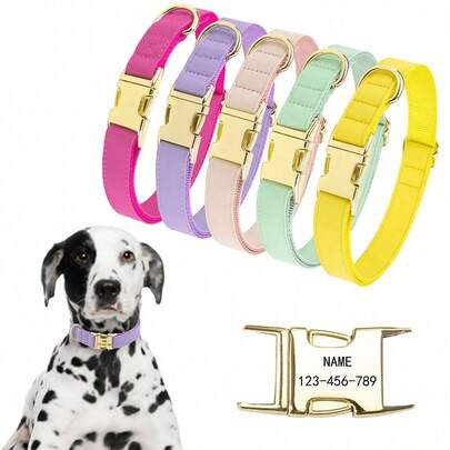 1pc Personalized Leather & Braided Double-Layer Pet Collar, Customized With Name, Phone Number And ID, Suitable For Holiday, Birthday And Anniversary Gifts For Pet Lovers And Their Pets, Available In Multiple Colors And Sizes