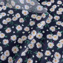 0,5m/1m/2m/3m*145cm zarte, hochwertige, marineblau-gänseblümchen-bedruckte Stoffbahn, verziert mit zarten und charmanten Blumendruckmustern, geeignet für DIY modische Kleidung, Puppen, Bastelprojekte für alle Jahreszeiten