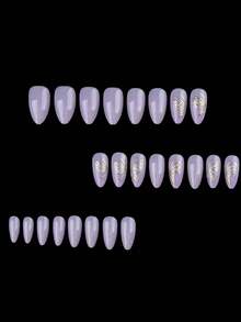 Add A Touch Of Romance With 48pcs Medium Almond Classic Simple French Style Romantic Purple Gentle Gilding Aurora Butterfly Pattern&Multicolor Rainbow Color Glassy Laser Sequin Decot,Gradient Green Elegant Cat Eye Bow-Knot Full Cover Fake Press On Nail Kit Will Give Your Look A Sweet Suitable For Daily And Dateing