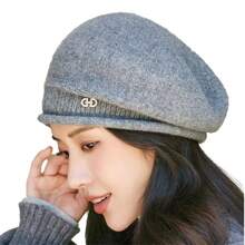 Chapeau tricoté en laine polyvalent et pour femmes, adapté à l'automne et l'hiver. Chapeau chaud, béret, chapeau "Tata"