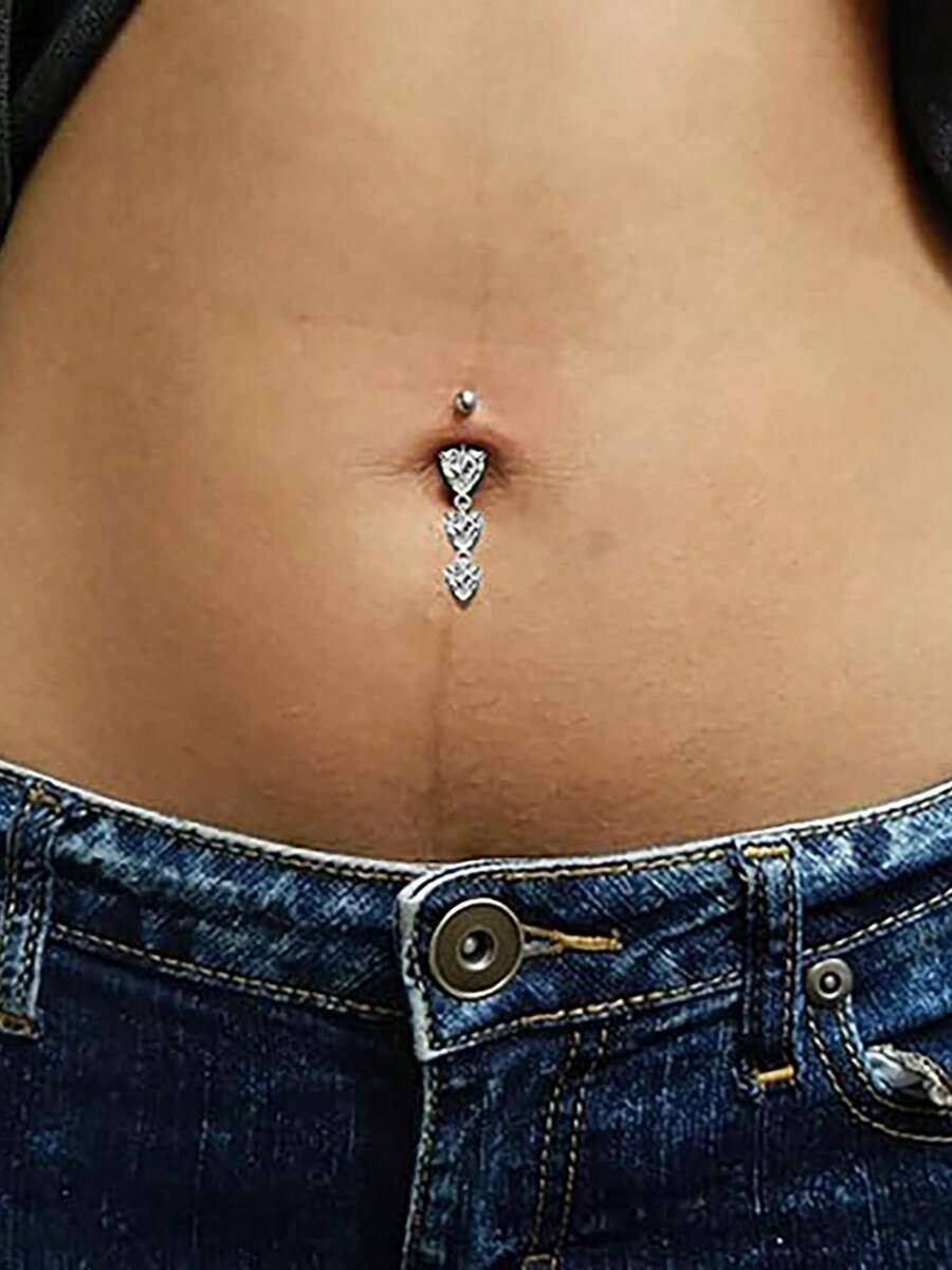 1 Stück Dreifach Herz Bauchnabel Stab Piercing Schmuck, geeignet für den täglichen Gebrauch