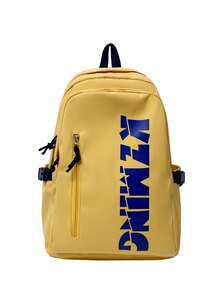 1pc Large Capacity Versatile Backpack, Travel Rucksack For Students, Laptop Bag Bag For School College - Yellow - View 1
