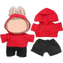 1 pièce T-shirt de poupée en couleur unie, short en jean bleu/rayé, Sweat-shirt à capuche, nouvelle tenue de poupée à la mode et minimaliste, en tissu polyester doux, convient aux filles de 3 ans et plus, étudiants, accessoires de poupée jouet pour enfants, fête, cadeau d'anniversaire