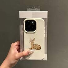 极简白色皮革麋鹿纹防震手机壳，单件装，白色皮革质感，简约复古鹿纹图案，适用于 16 Pro Max、15、14 Plus、13、12、11，个性化保护套，防水防摔防刮，春季生日礼物 - 彩色 - 查看 3