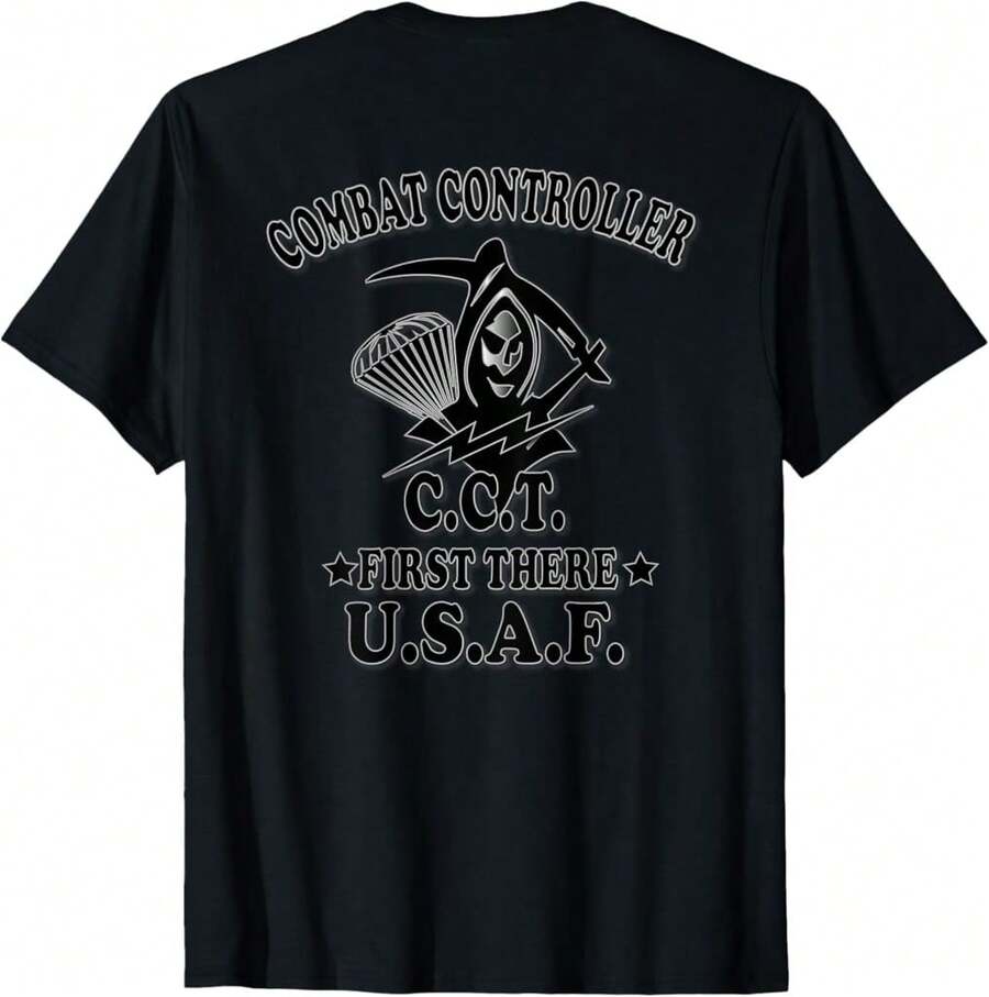 U.S.A.F. Cct Combat Controller (Back Design) Lightweight Cotton T-Shirt - Black - View 1
