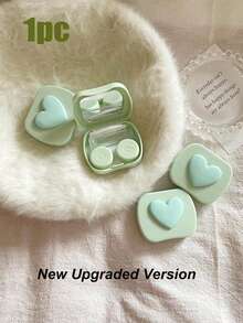 1pc Cute Mini Case, Travel Set, Heart/Square Shape Colored Contact Lens Case With Mirror - Multicolor - View 13