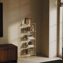 4-6 层亚克力透明书架，垂直独立式角落储物架，适用于客厅、卧室、浴室、小空间 - 彩色 - 查看 4