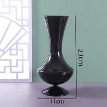 Lake Balaton 1pc Black Glass Vase, Suitable For Dried Flowers, Hydroponics, And Home Decor, Can Be Used As Tabletop Decoration,Halloween Decor, Fall Decor Room Decor Flower Vase - Black - View 19