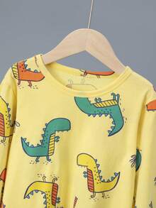 6PCS Young Boys Cartoon Dinosaur Print Long Sleeve Pajama Set, Spring & Autumn Thin Sleepwear - Multicolor - View 3