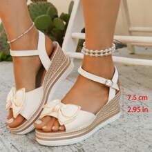 Women's Round Toe Strap Butterfly Buckle Casual/Outdoor/Party Platform Wedge Sandals