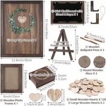 2025Hot SaleAodaer Wedding Guest Book Drop Top Frame Heart Drop Wood Guest Book With Stand 122 Wooden Hearts Pens Box Blackboard Rustic Wedding Decorations Reception Shower, Brown