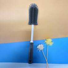 Multi-Purpose Silicone Cup Brush With Long Handle, 360-Degree Rotating Cleaning Brush For Bottles, Cups, And Containers, Reusable Kitchen Cleaning Tool With PC Handle, No Electricity Needed