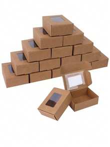 10pcs Kraft Paper Candy Gift Boxes With Window, Black/White/Pink, For Birthday Cake, Desserts And Sweets Valentine Day - Multicolor - View 11