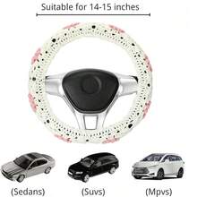 onEternal Hand-Knitted Cute Puff Steering Wheel Cover And Seatbelt Covers Car Accessories Set