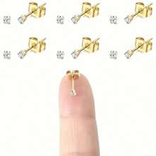 2 Stücke minimalistische Edelstahl 4-Krallen Zirkonia Ohrstecker, Schmetterlingsverschluss Ohrringe, 2 mm funkelnd synthetischer Zirkonia Knorpelohrstecker, hypoallergen kleine Ohrringe für Ohrlochpiercing, unisex Alltagskleidung, passend für alle Piercings, Schmuckgeschenk
