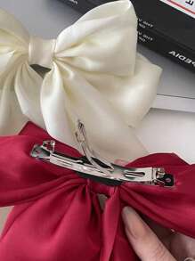 1pc Bohemian Style Double Bow Satin Hair Clip, Simple & Elegant Hair Accessory, Claw Clips, Clips For Hair, Hair Slide, Hair Claws