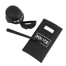 1 Conjunto De Fantasia De Policial, Acessórios De Plástico Para Baile De Máscaras, Escudo Antimotim Da Swat, Capacete Tático, Bastão, Luvas, Acessórios Para Festas, Acessórios Para Fotografia