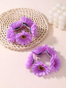 2pcs/Set Girls Daisy Flower Elastic Hair Scrunchies Set